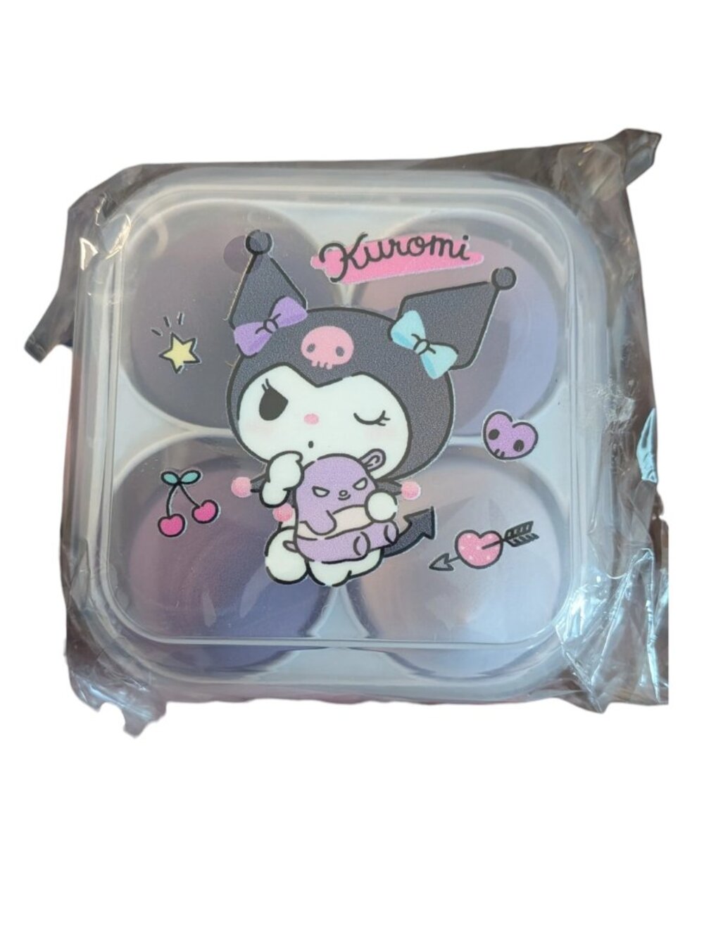 NeW in pkg - Kuromi Container with 4 Make up Sponges